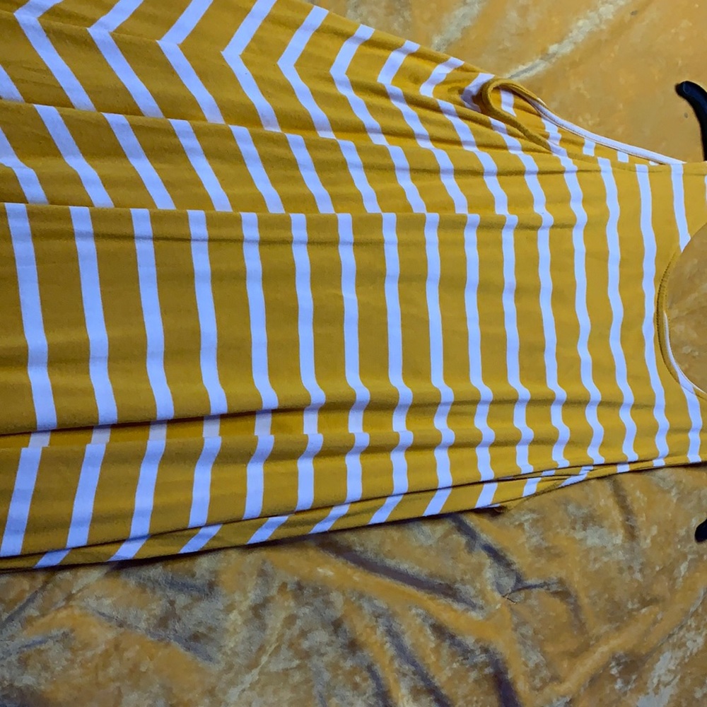 Yellow and white striped sun dress